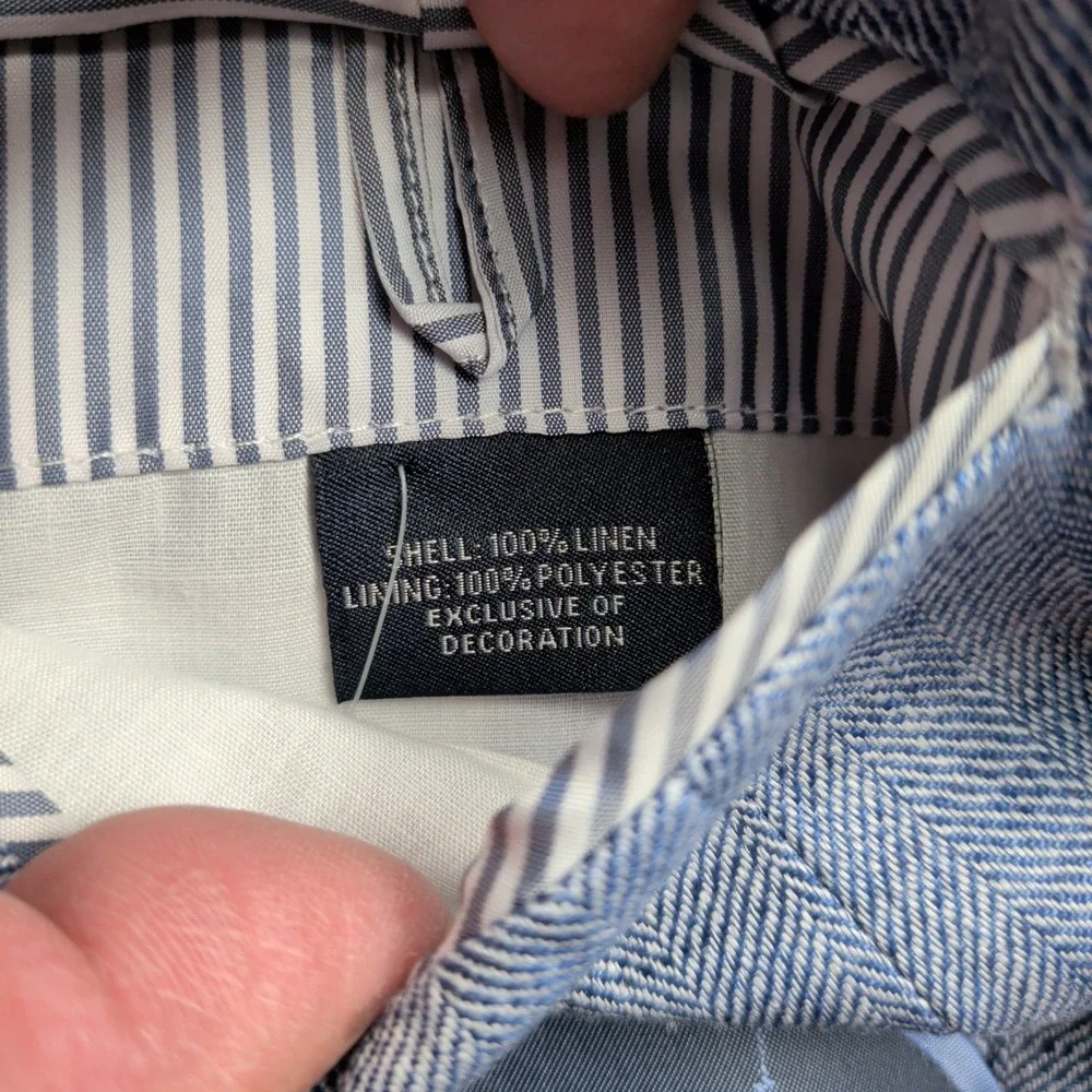 Tailorbyrd Collection 100%‎ Linen Blazer Sport Coat Mens 50R Blue Herringbone